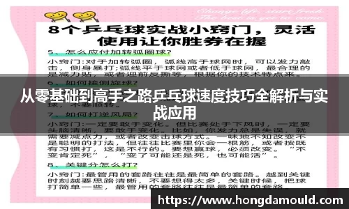 从零基础到高手之路乒乓球速度技巧全解析与实战应用